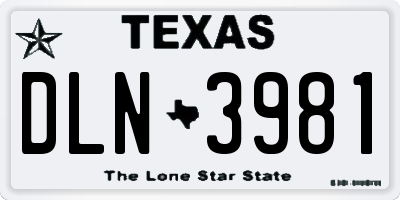 TX license plate DLN3981
