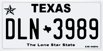 TX license plate DLN3989