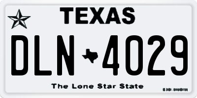 TX license plate DLN4029