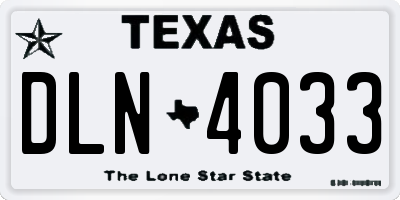 TX license plate DLN4033