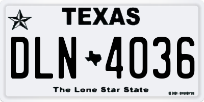 TX license plate DLN4036