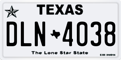 TX license plate DLN4038