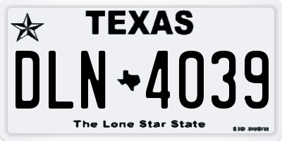 TX license plate DLN4039