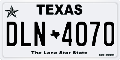 TX license plate DLN4070