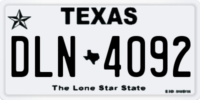 TX license plate DLN4092