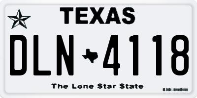 TX license plate DLN4118