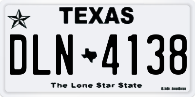 TX license plate DLN4138