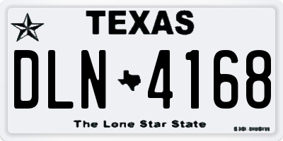 TX license plate DLN4168