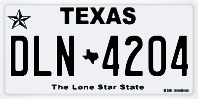 TX license plate DLN4204