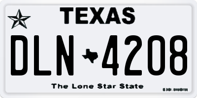 TX license plate DLN4208