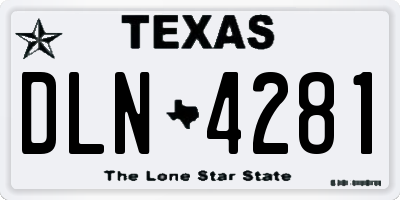 TX license plate DLN4281