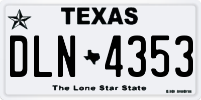 TX license plate DLN4353