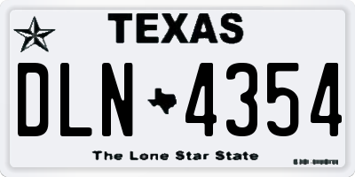 TX license plate DLN4354