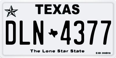 TX license plate DLN4377