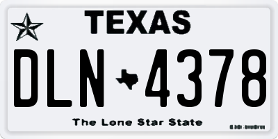 TX license plate DLN4378