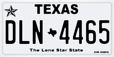TX license plate DLN4465