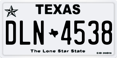 TX license plate DLN4538