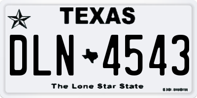 TX license plate DLN4543