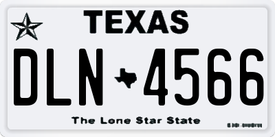 TX license plate DLN4566