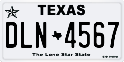 TX license plate DLN4567