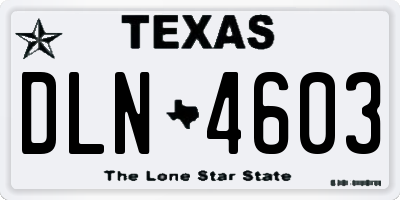 TX license plate DLN4603