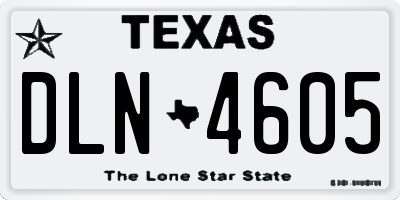 TX license plate DLN4605