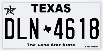 TX license plate DLN4618
