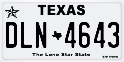 TX license plate DLN4643