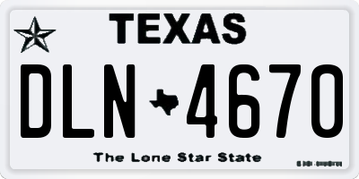TX license plate DLN4670