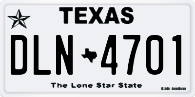 TX license plate DLN4701