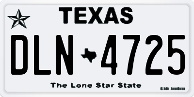 TX license plate DLN4725