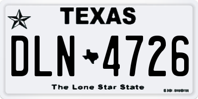 TX license plate DLN4726