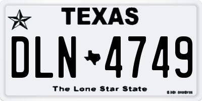 TX license plate DLN4749