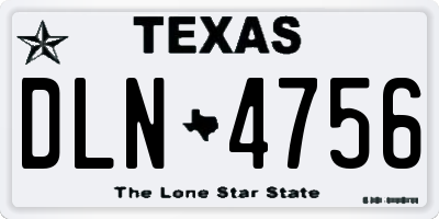 TX license plate DLN4756