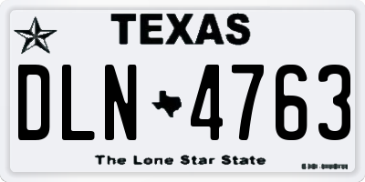 TX license plate DLN4763