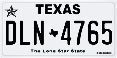 TX license plate DLN4765