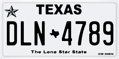 TX license plate DLN4789