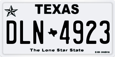TX license plate DLN4923