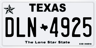 TX license plate DLN4925