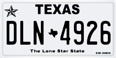 TX license plate DLN4926