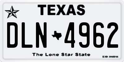 TX license plate DLN4962