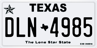 TX license plate DLN4985