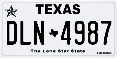 TX license plate DLN4987