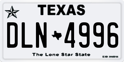 TX license plate DLN4996