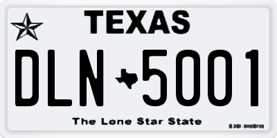 TX license plate DLN5001