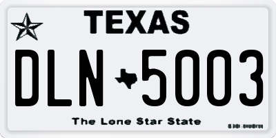 TX license plate DLN5003