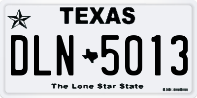 TX license plate DLN5013