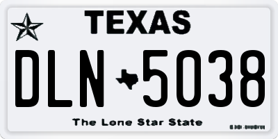 TX license plate DLN5038
