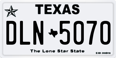TX license plate DLN5070