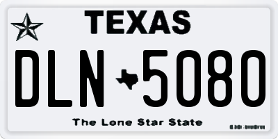 TX license plate DLN5080